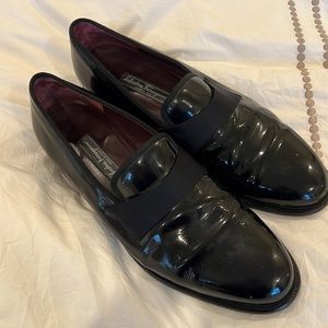 Ferragamo patent tuxedo shoes